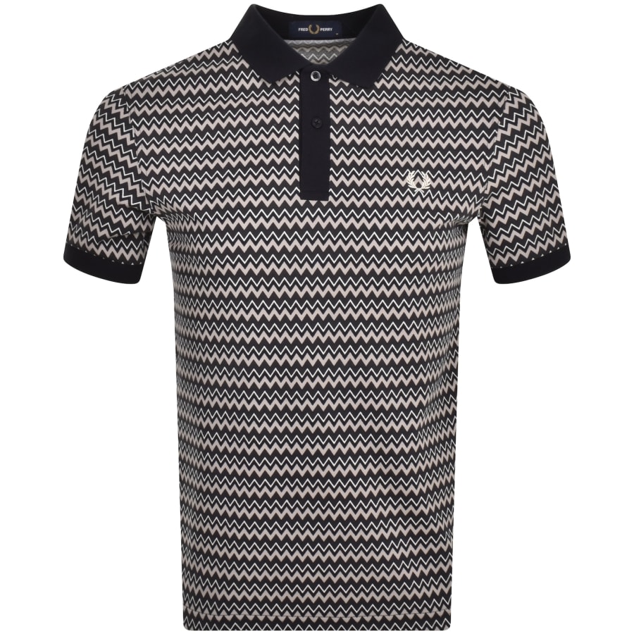 Fred Perry Zig Zag Print Polo T Shirt White | Mainline Menswear